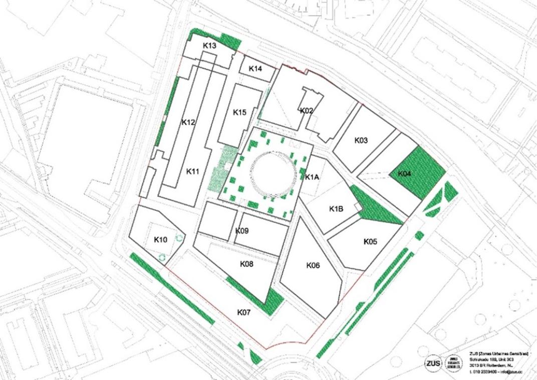 Plattegrond met daarop aangegeven de ontwikkelgebieden van De Nieuwe Stad