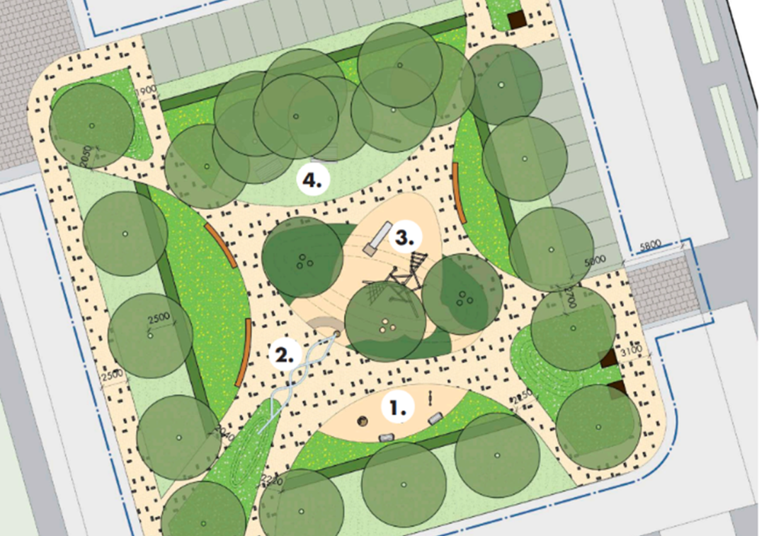 Plattegrond van het concept ontwerp van het Ariaplein.