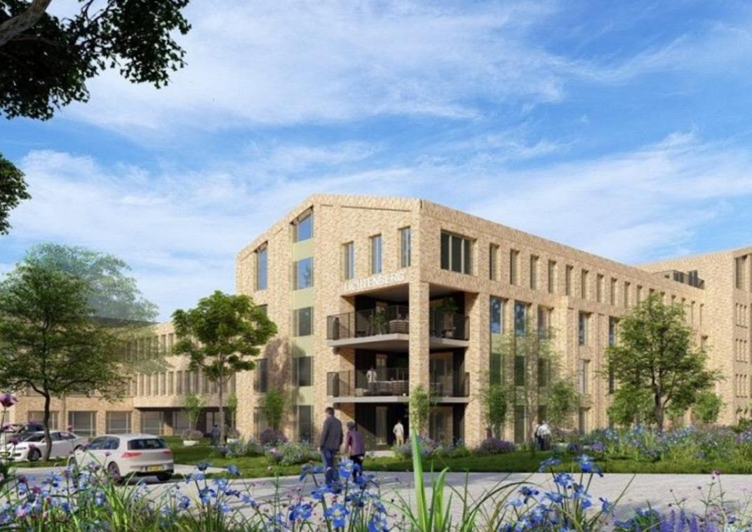 Tekening van de voorkant van de Nieuwe Lichtenberg