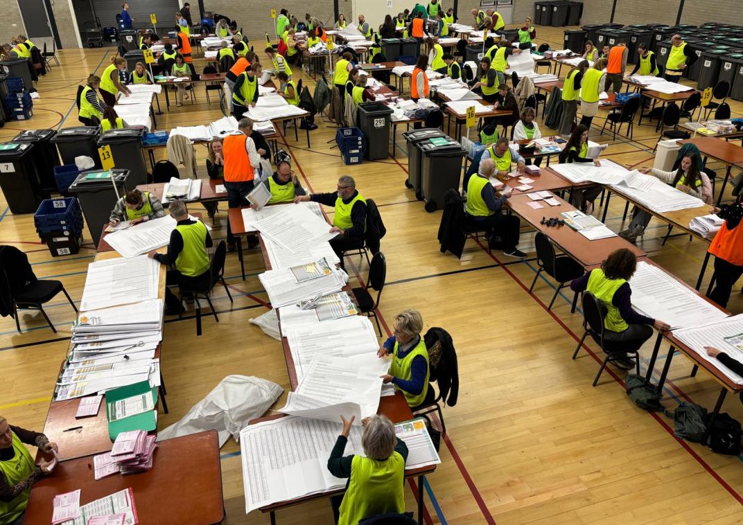 Foto van boven van de centrale hertelling