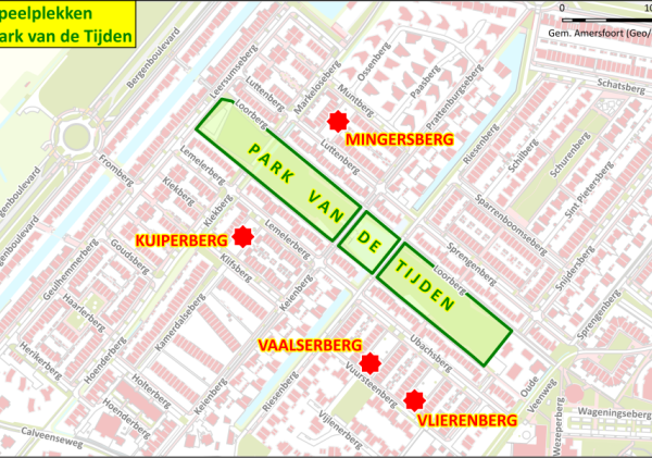 Kaartje speelplekken Park van de Tijden