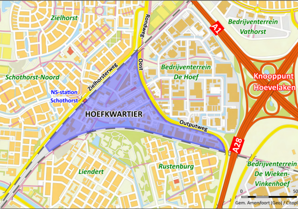 Kaart van de wijk Hoefkwartier