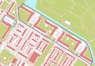 Een plattegrond met daarop aangegeven het projectgebied dat binnen de blauwe lijnen ligt. De Trekvogelweg en Liendertseweg horen niet bij het projectgebied. 