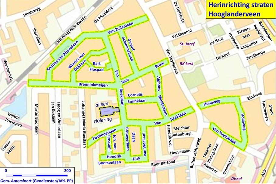 Geografische kaart herinrichting Hooglanderveen