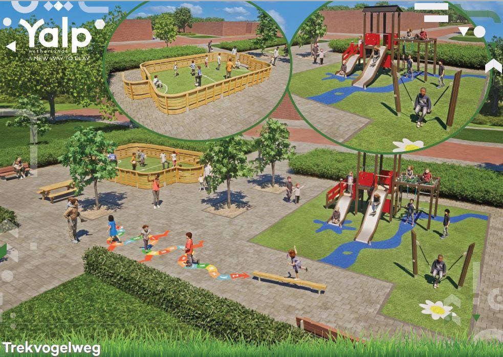 Het ontwerp van de speelplek aan de trekvogelweg 