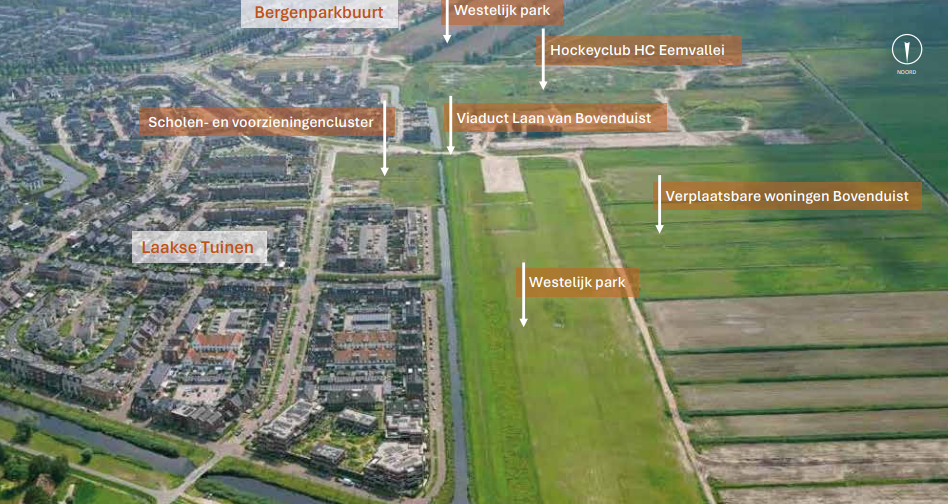 Een plattegrond van Bovenduist waar de verplaatsbare woningen komen