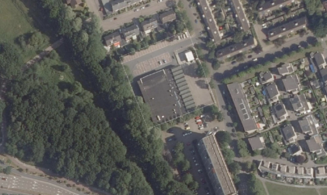 Plattegrond van de locatie waar Metropool Vastgoedontwikkeling een nieuwe winkel wil bouwen.