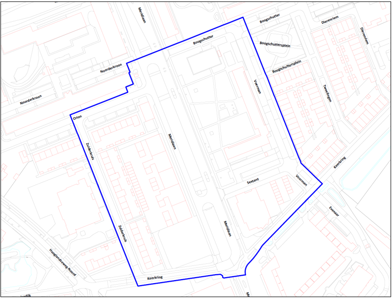 Kaart gebied samenscholingsverbod Meridiaan