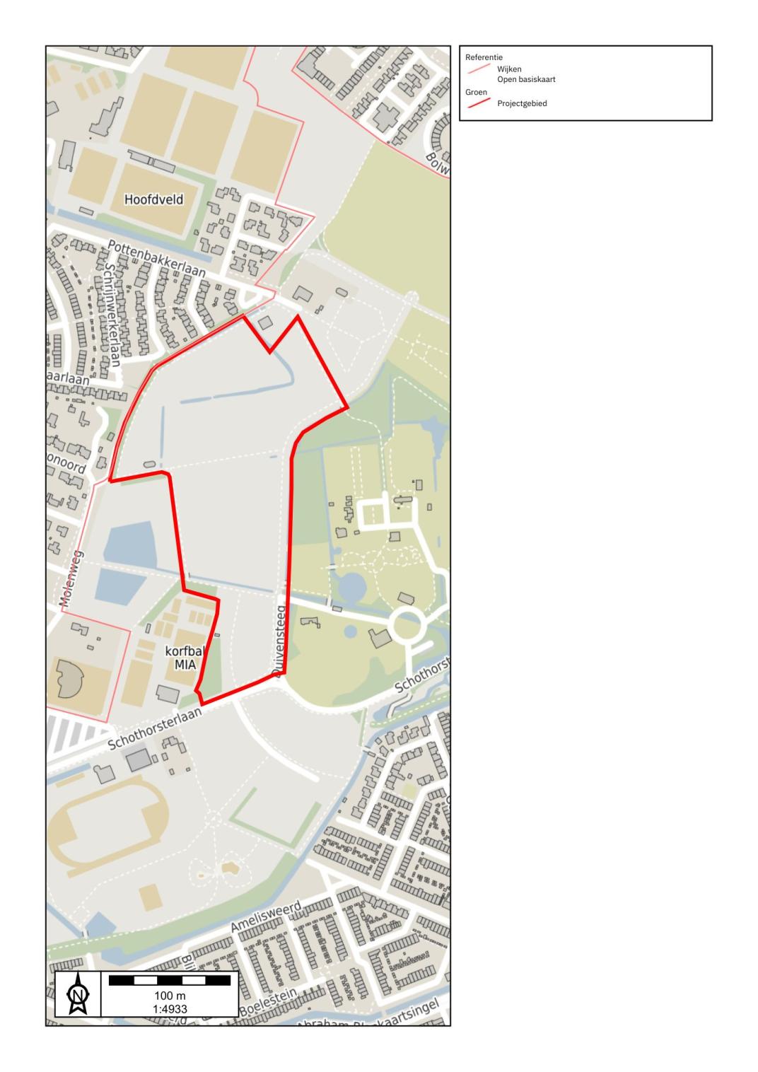 Plattegrond van het projectgebied park schothorst