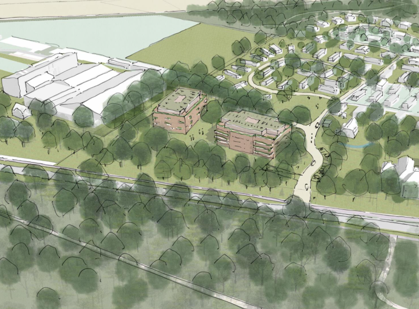 Het gebied waar mogelijk de nieuwe woningen kunnen komen aan de BW-laan 81