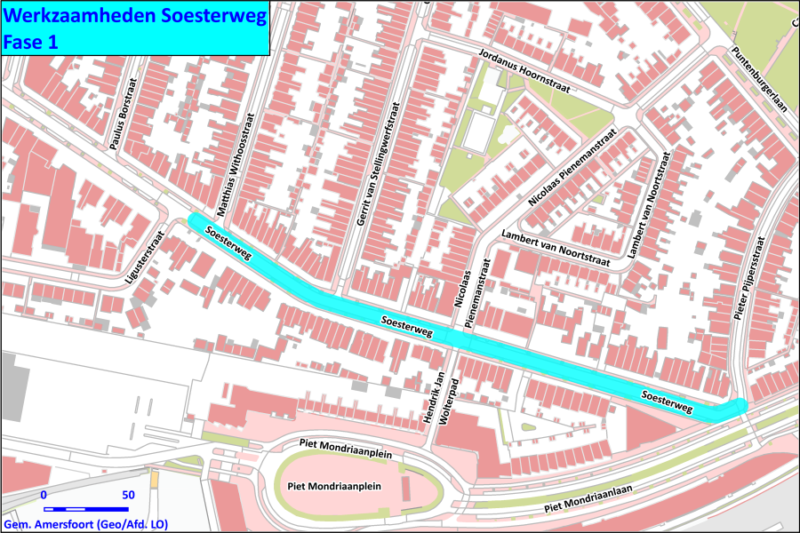 Werkzaamheden fase 1: Soesterweg tussen Pieter Pijperstraat en Matthias Withoosstraat