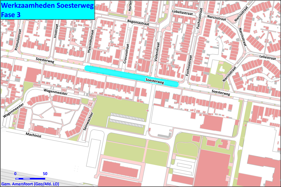 Werkzaamheden fase 3: Soesterweg tussen Fuchsiastraat en Hyacinthstraat