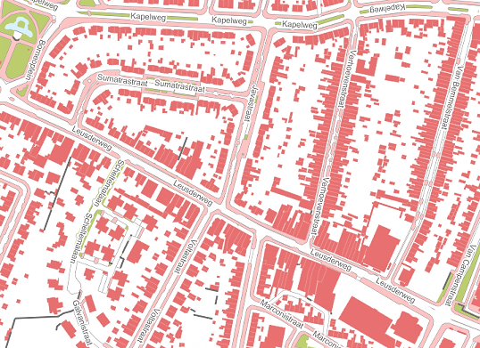 Plattegrond met daarop de Leusderweg