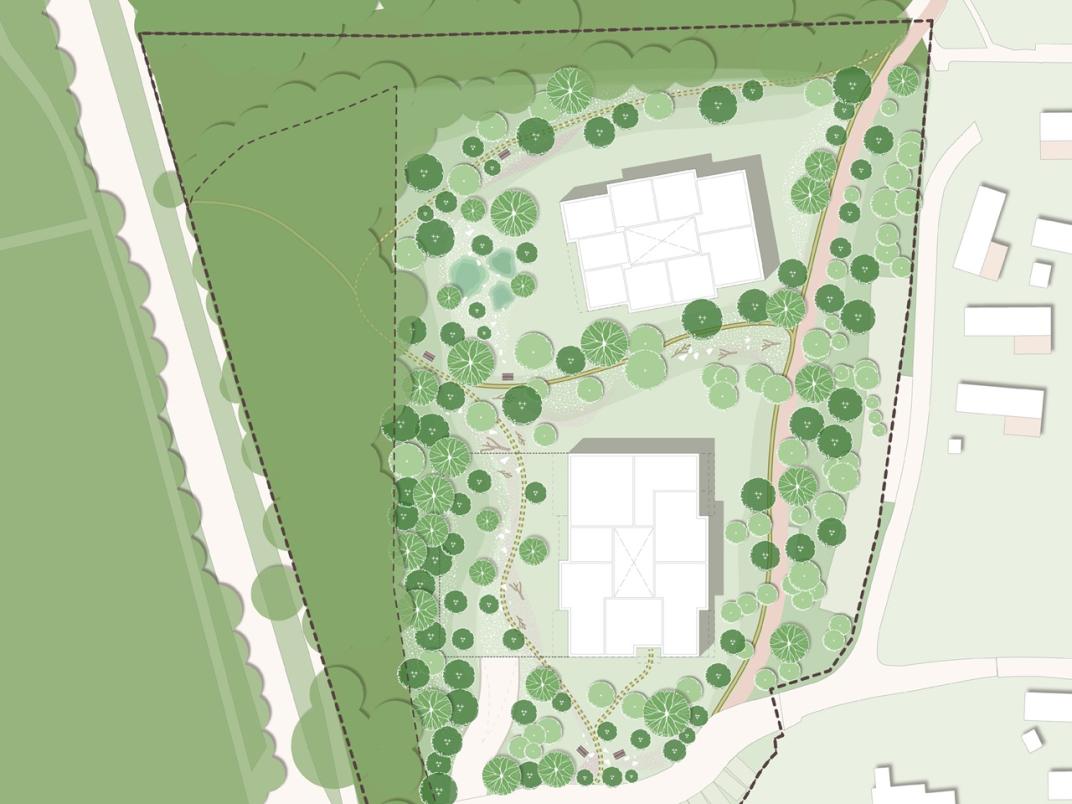Plattegrond met bebouwing en groen van de BW laan 81